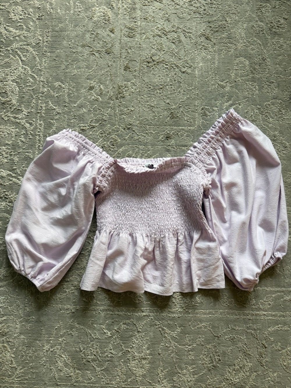 Lush Off-Shoulder Puff Sleeve Top - Light Lavender